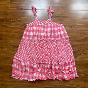 French Connection Girls Pink White Gingham Soft Rayon Dress Size 6 Cottagecore